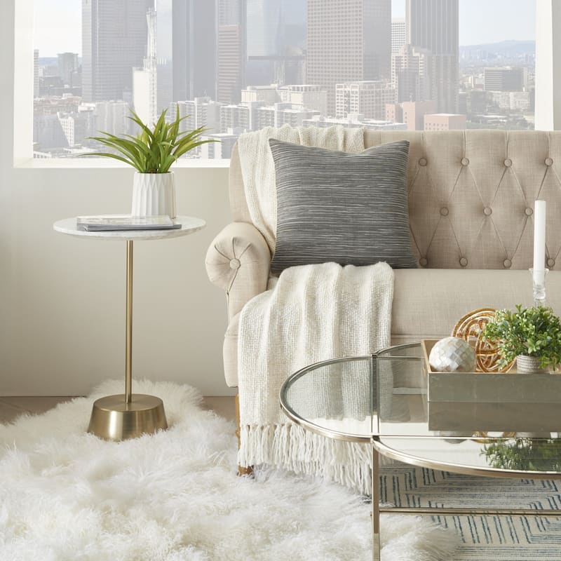 Charcoal Distressed Stripes Throw Pillow