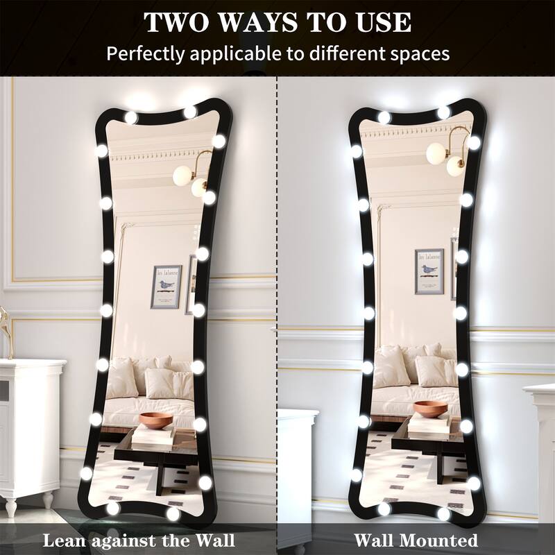 63"H Full Length Mirror with 3 Color Modes Lighted and Touch Control