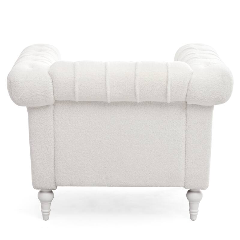 38.98" Buttons Tufted Accent Chair with Birch Legs