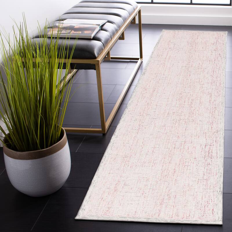 SAFAVIEH Handmade Abstract Zhanina Modern Rug - 2'3" x 8' Runner - Pink/Ivory