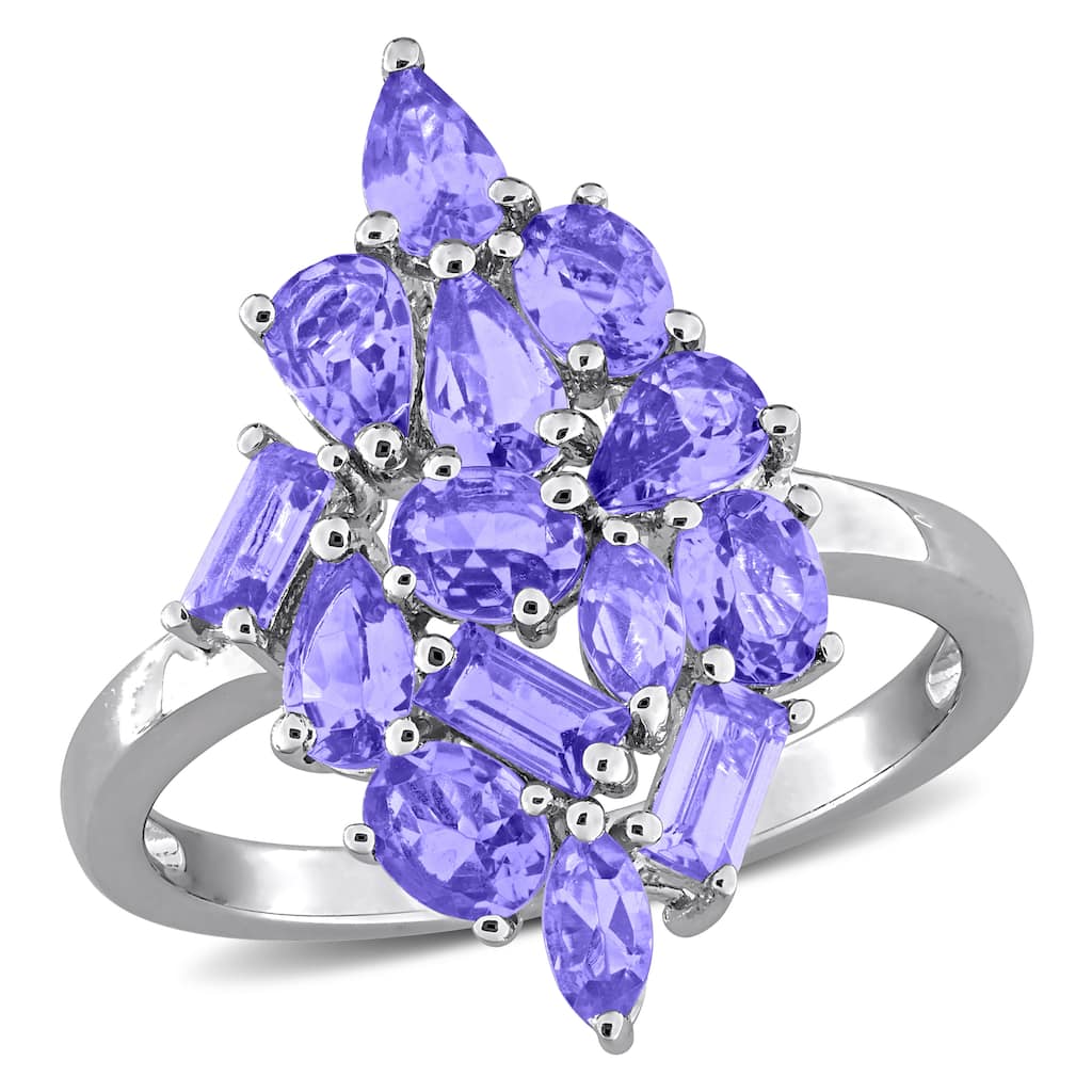 Miadora 2ct TGW Tanzanite Cluster Ring Sterling Silver