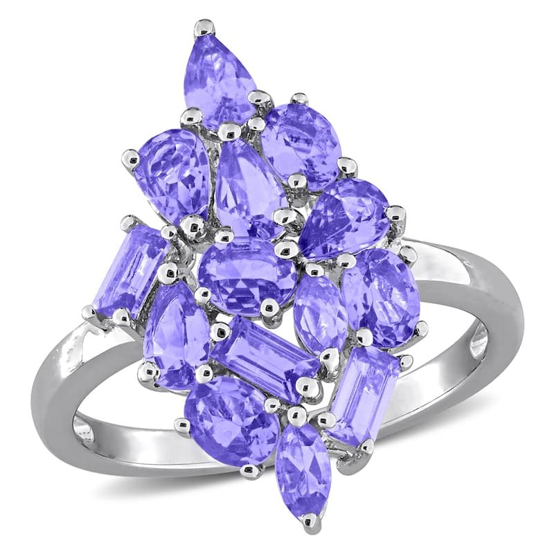 Miadora 2ct TGW Tanzanite Cluster Ring Sterling Silver - 8 - Purple