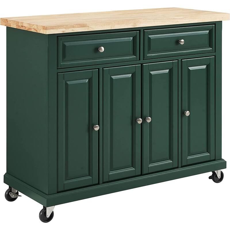 Kitchen Island Cart with Storage & Wheels - Rolling Kitchen Workstation for Food Prep & Serving
