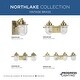 preview thumbnail 11 of 10, Northlake Collection Two-Light Vintage Brass Clear Glass Transitional Bath Light - 15.5 in x 7.5 in x 8 in