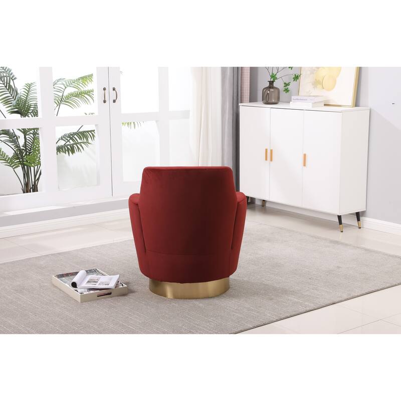 Velvet Swivel Barrel Chair with Gold Base & High-Density Foam