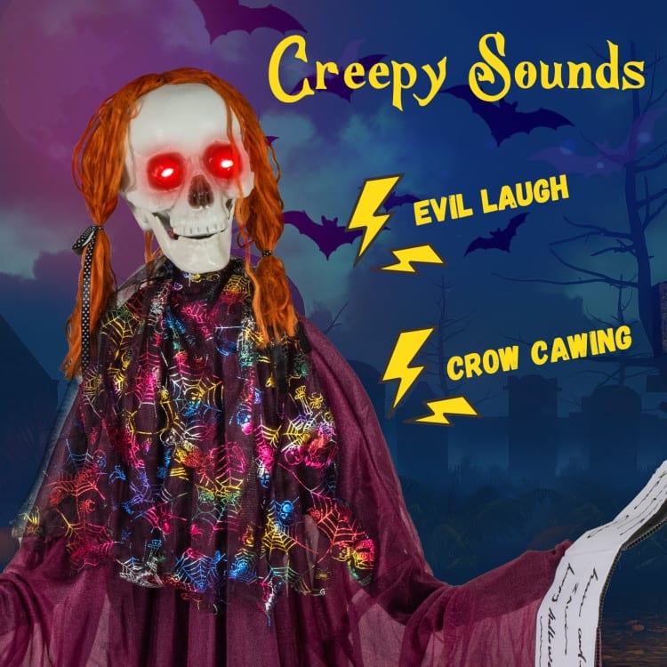 Purple Metal Fabric Animated Halloween Prop with Sound and Motion