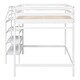 preview thumbnail 7 of 14, Full Size Loft Bed with Built-in Storage Staircase and Hanger for Clothes, White - Solid Pine Wood Frame, Maximized Space