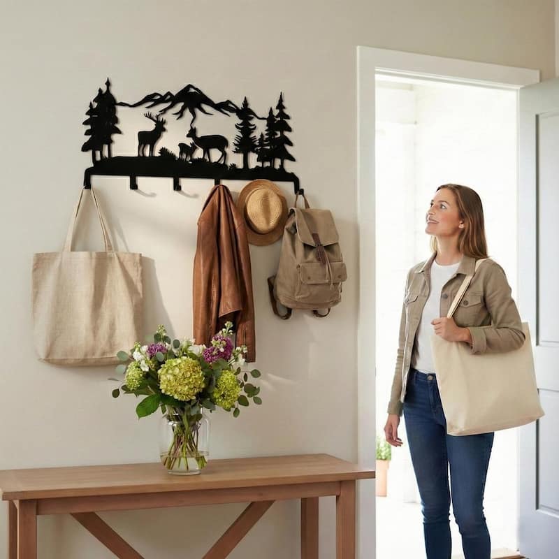 Metal Deer Family Wall Mounted Coat Rack