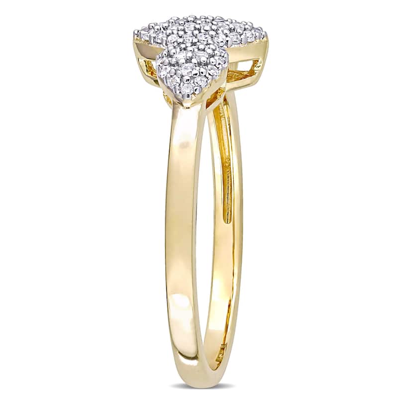 Miadora 1/5ct TDW Diamond Marquise and Heart Shaped Cluster Ring in Yellow Silver
