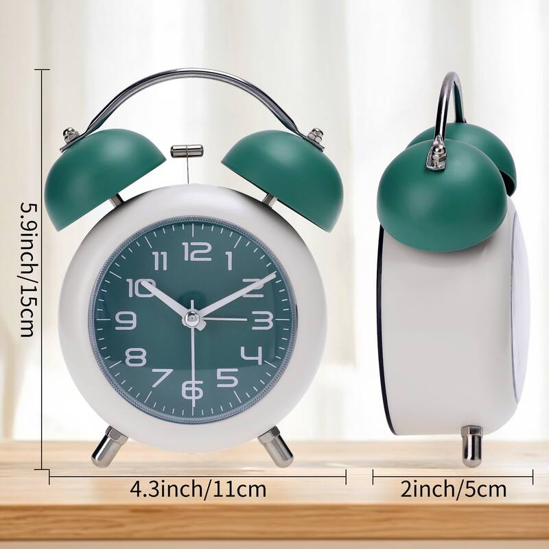 Old Fashioned Circle Loud Alarm Clock with Night Light Battery Operated for Heavy Sleepers Adults Teenagers 5.9 x 4.3 x 2 inch