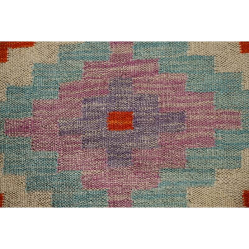 Oriental Reversible Kilim Accent Rug Hand-Woven Wool Carpet - 3'3"x 4'10"