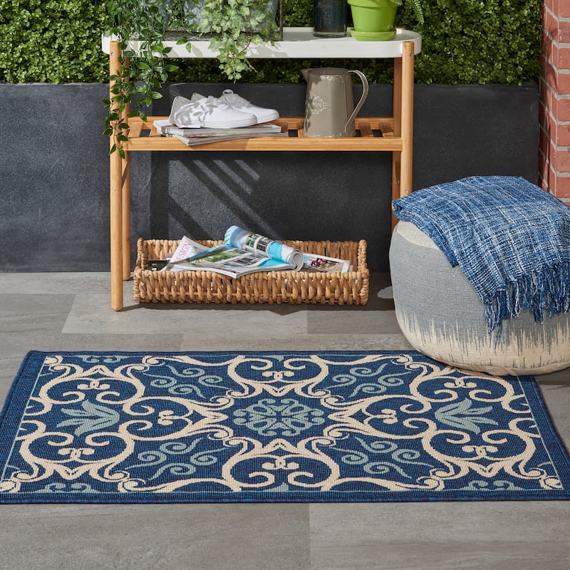 Nourison Caribbean Floral Geometric Indoor/Outdoor Area Rug