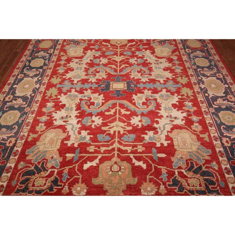 Vegetable Dye Red Ziegler Oriental Area Rug Hand-Knotted Wool Carpet - 8'0" x 9'10"
