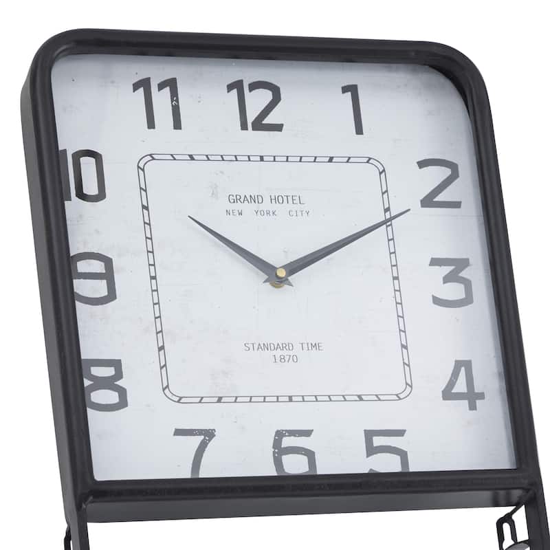 Black Metal 5 Rack Decorative Ladder with Clock