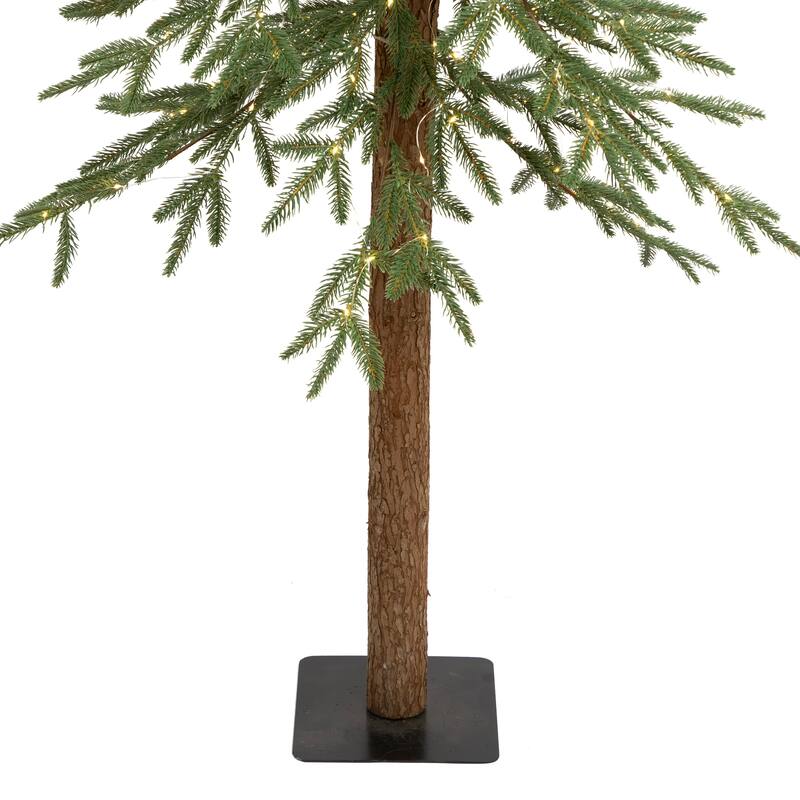 Pre-Lit Medium Alpine Artificial Christmas Tree - 6' - Clear LED Lights - 6 Foot
