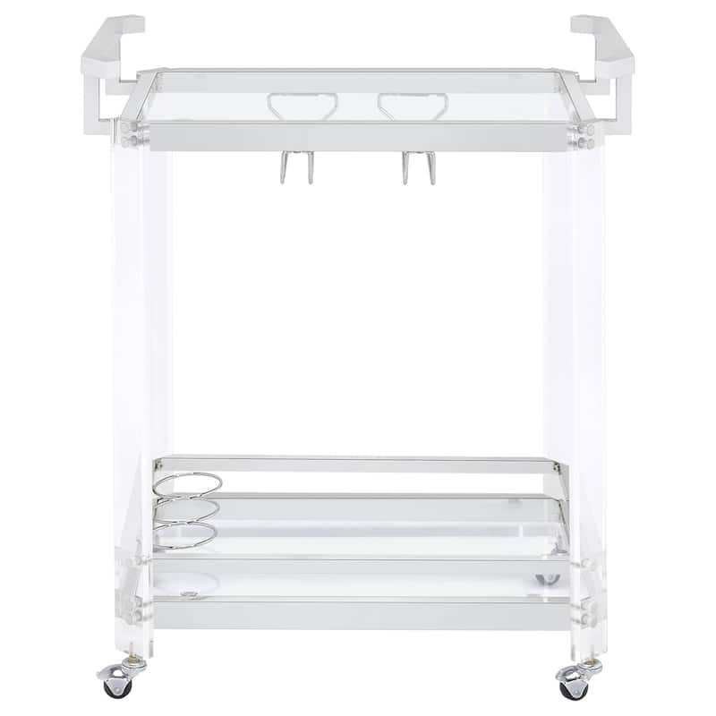 Jefferson Chrome 2-tier Glass Shelf Acrylic Bar Cart