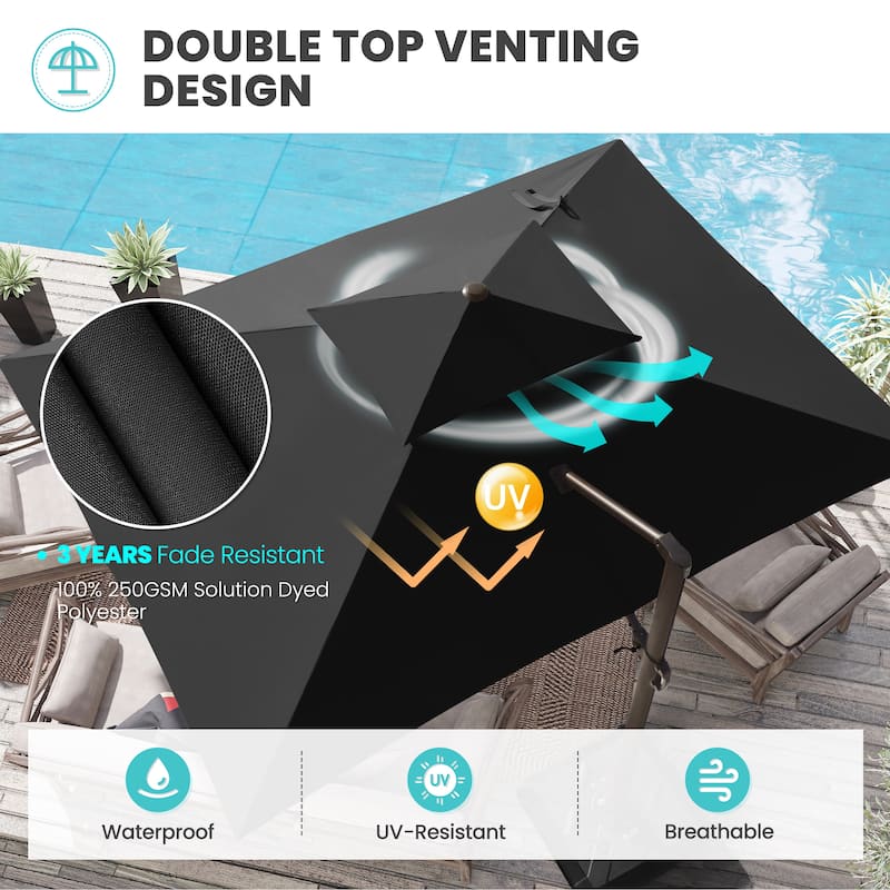 Crestlive Products 10 x 13ft Outdoor Patio Cantilever Umbrella with Base