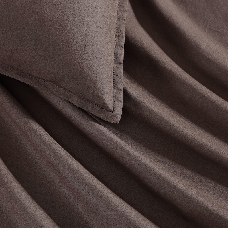 Calvin Klein Washed Percale Solid Cotton Duvet Cover Set