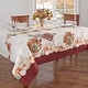 preview thumbnail 1 of 3, Holiday Turkey Bordered Fall Tablecloth 52"x52" - Cream