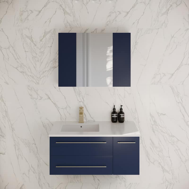 Fresca Lucera 36" Wall Mounted Single Basin Vanity Set with Cabinet,