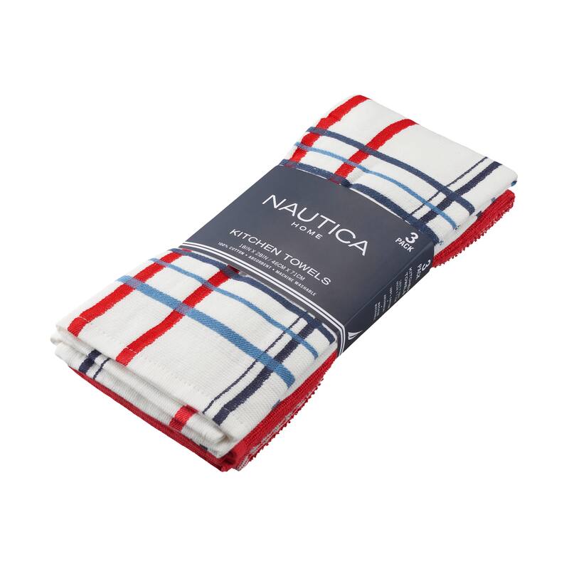 Nautica Home Cotton Classics Textured 18" x 28" 3 Piece Kitchen Towel Set