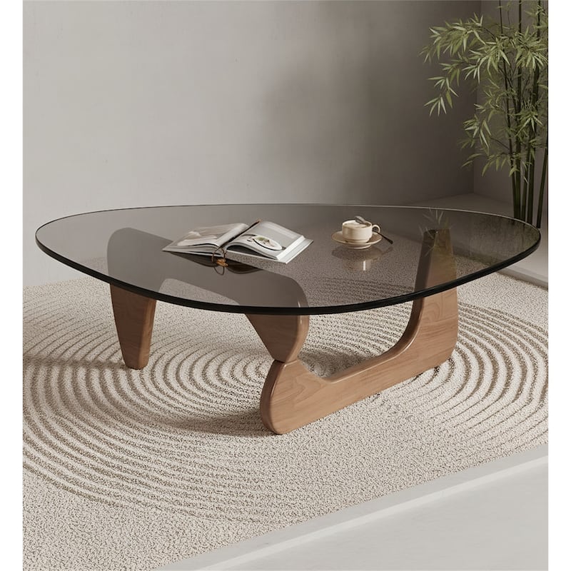 Modern Minimalist Creative Round Coffee Table Home Outdoor Indoor - Grey+walnut