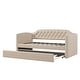 preview thumbnail 6 of 9, Twin Size Upholstered Daybed Button Tufting Frame Sofa Bed wTrundle, Silver Nail Head Trim, Curved Arms for Guest Room, Beige