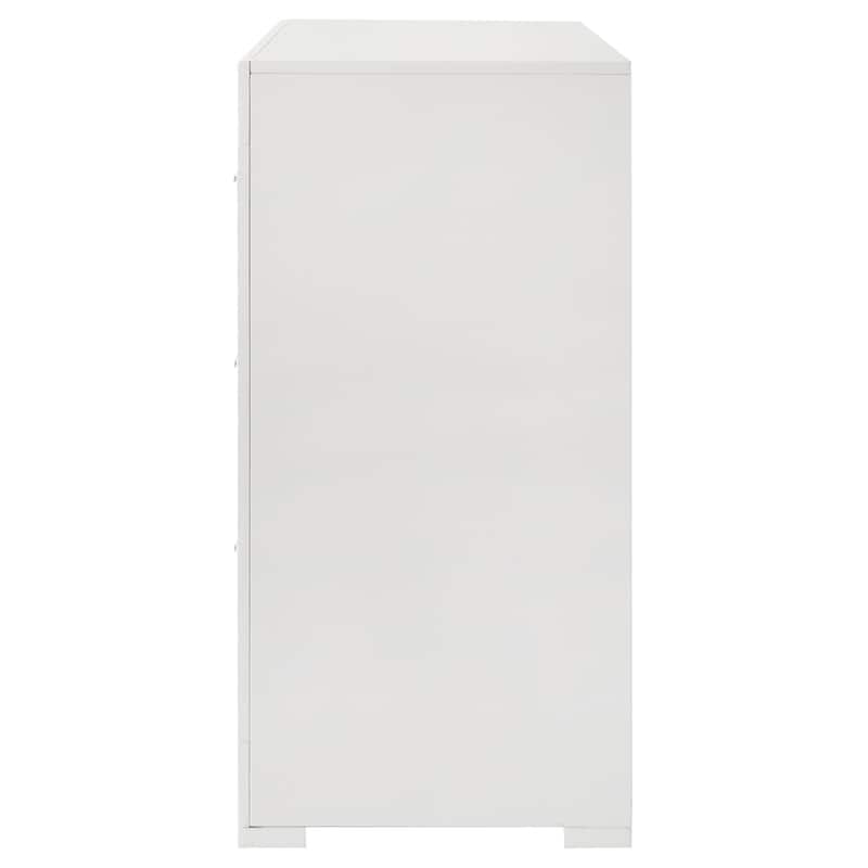 Ivon Wide Dresser, 6 Drawers, Modern Glossy White Solid Hardwood
