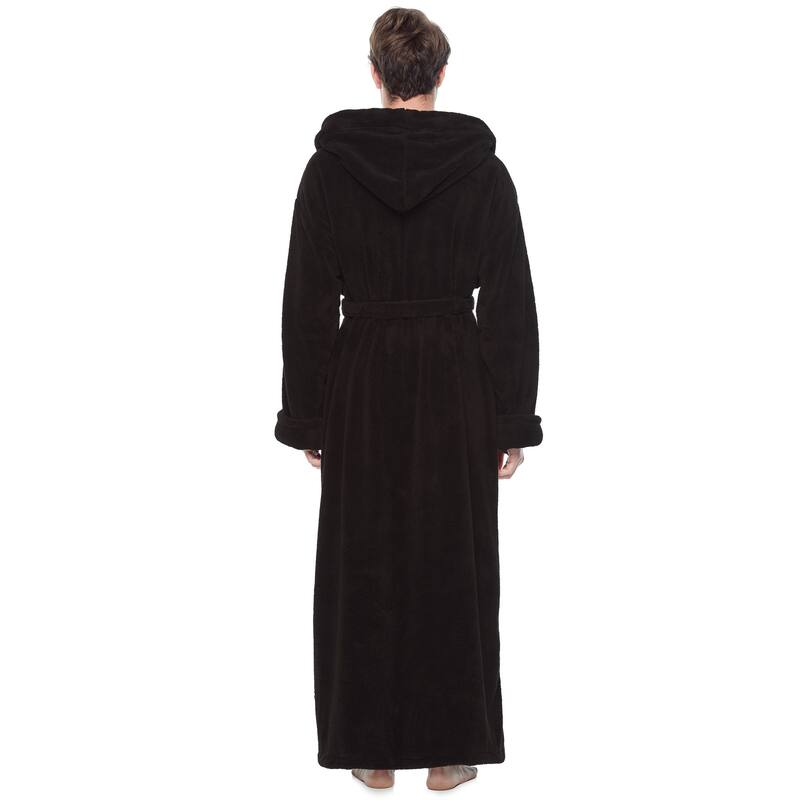 Men's Hooded Soft Plush Fleece Bathrobe Full Length Robe