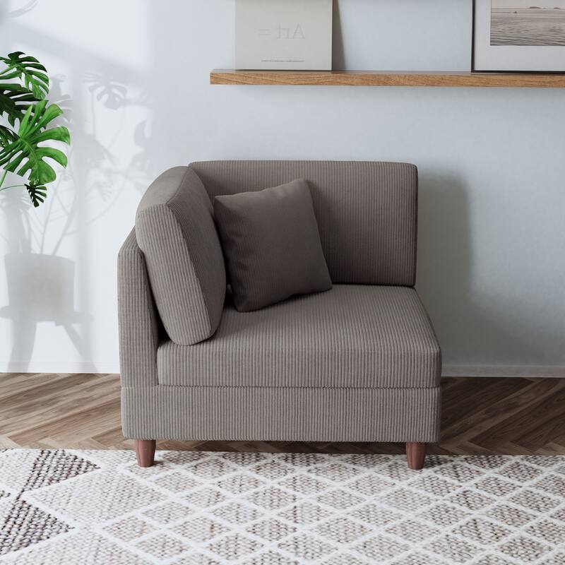 Free Combination Multi-Shaped Corduroy Sofa Modular - Corner Sofa-Left Facing - Light Grey(Corner Sofa-Left Facing)