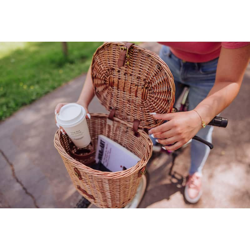 Picnic Time Cambridge Bicycle Basket, (Natural Wicker)