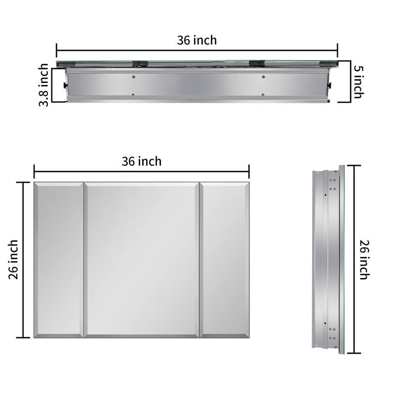 Bathroom Medicine Cabinet with Adjustable Glass Shelves, Waterproof and Rust-Resistant - 5X36 in