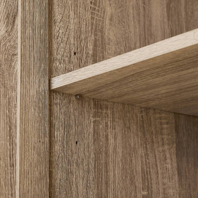 Roomfitters Tall 2-Door Storage Cabinet with 5-Tier Adjustable Shelves, Modern MDF Linen Tower for Bathroom & Office