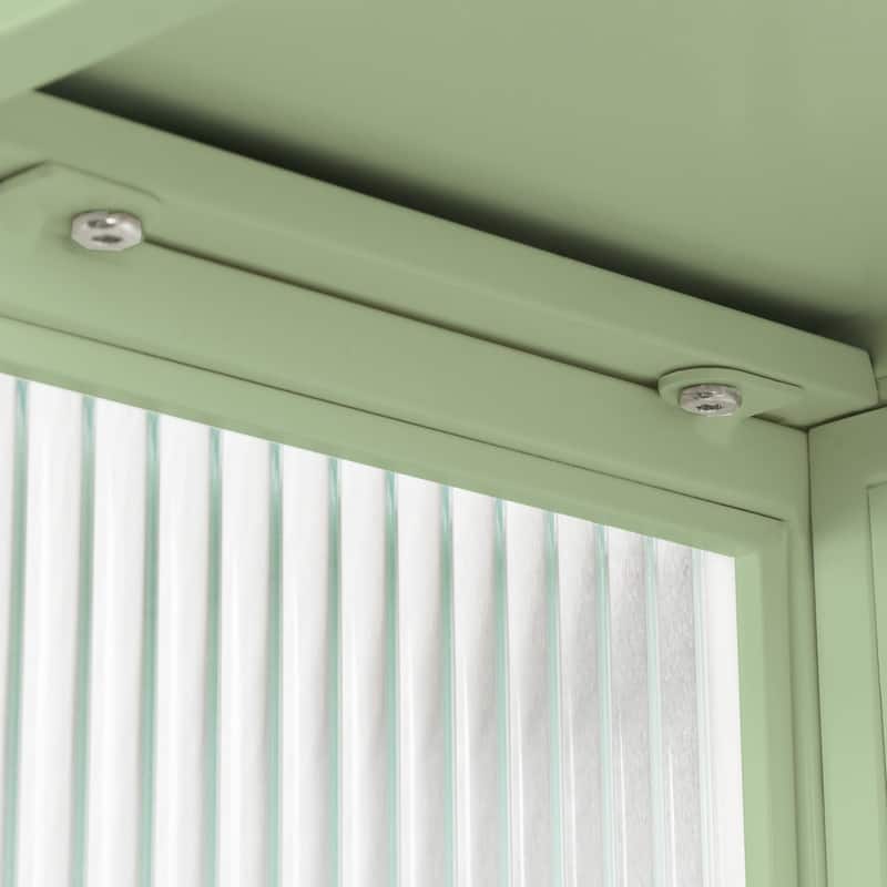 23.62" Modern Fluted Glass Wall Cabinet with Two Doors, Open Shelf & Towel Rack