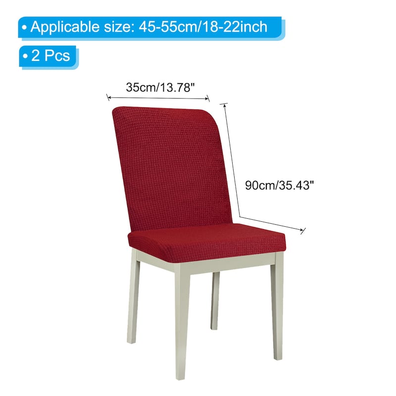 2 Pack Chair Seat Covers Rectangle Stretch Dining Covers for Home - Claret