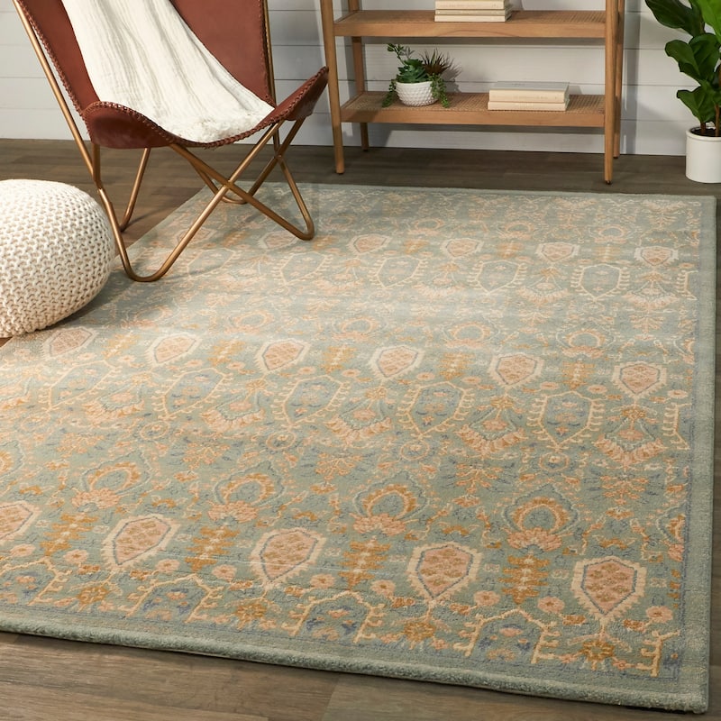 Esti Traditional Oriental Pattern Indoor Area Rug - 2'7" x 7' Runner - Sage