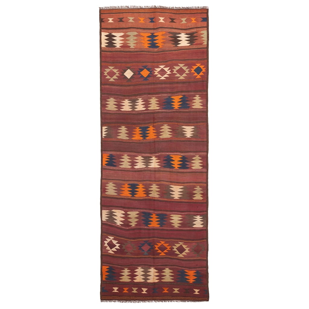 ECARPETGALLERY Flat-Weave Kashkoli FW Dark Red Wool Kilim - 5'9 x 15'5