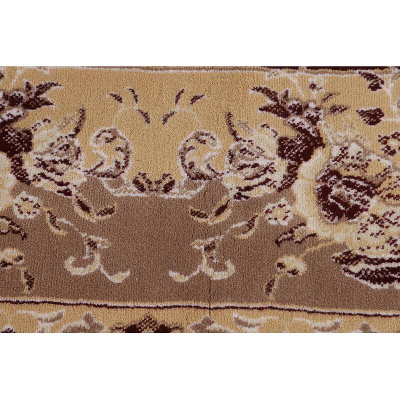 Red Victorian Style Kashan Turkish Area Rug Machine Made Floral Carpet - 6'6" x 9'10"