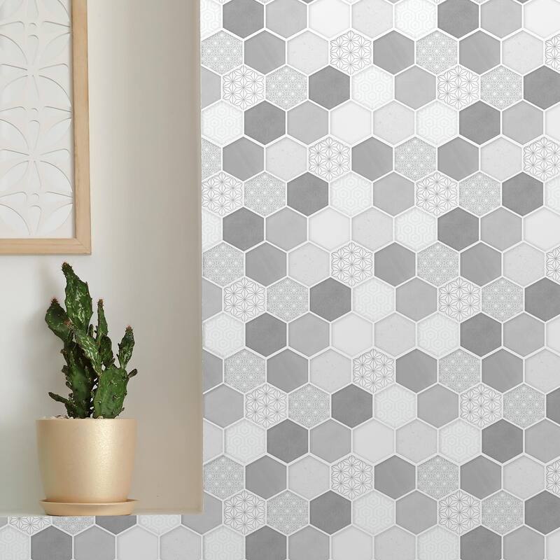 Walplus Honey Hexagon Glossy Peel and Stick Backsplash 11.8"x6" 12pcs