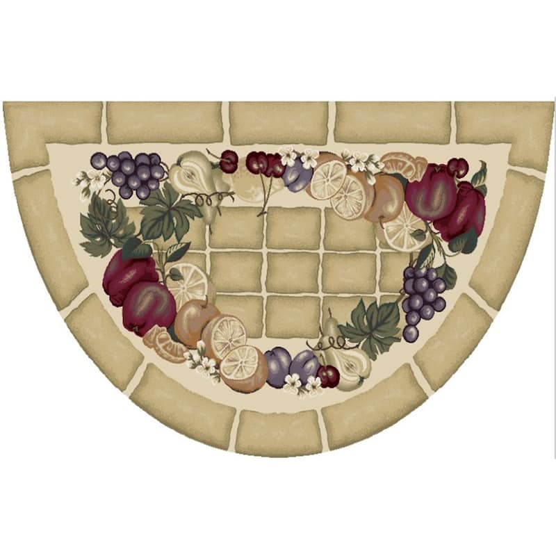 Cozy Cabin Fruitful Harvest Nylon Washable Accent Rug - 19"x31" - Beige
