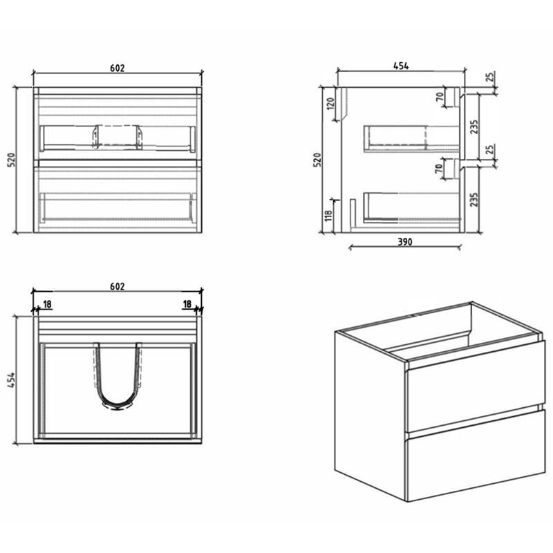 Floating Bathroom Vanity with Black Solid Surface Top