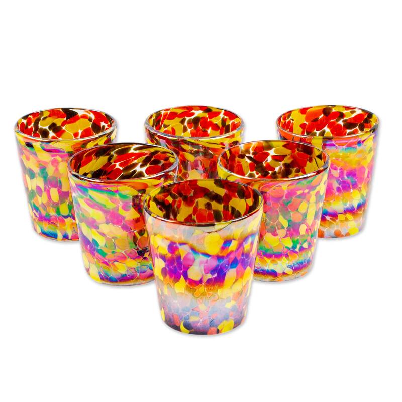 Novica Handmade Bright Confetti Handblown Recycled Glass Tumblers (Set Of 6)