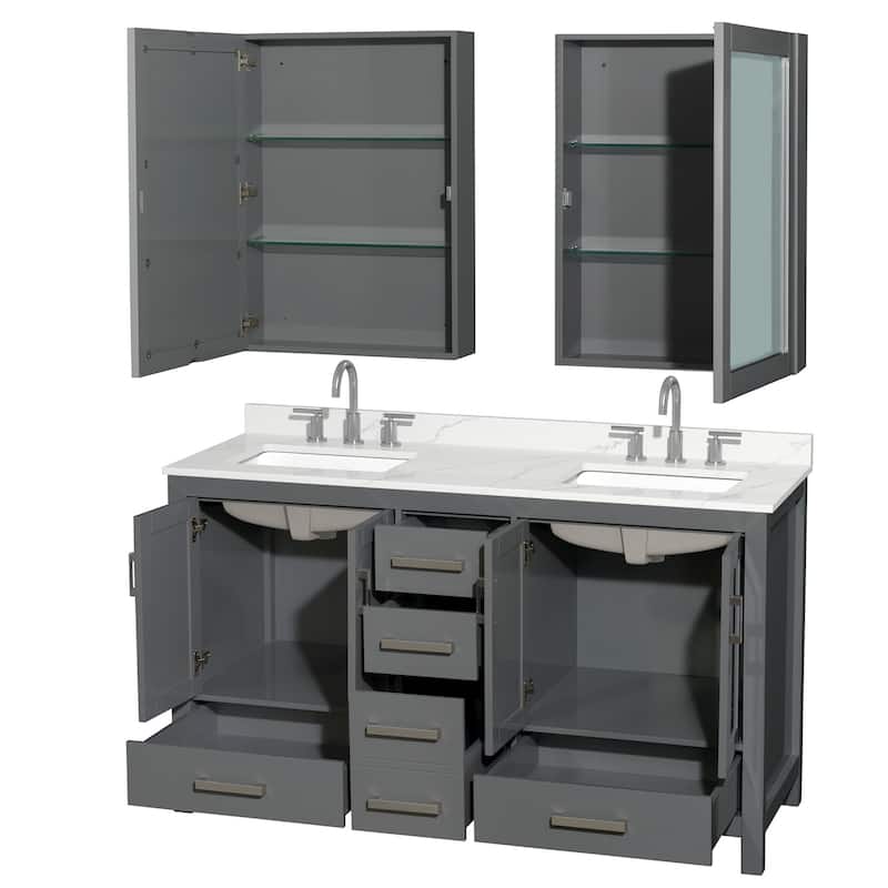 Wyndham Collection WCS141460D-QTZ-US3MED Sheffield 60" Free Standing