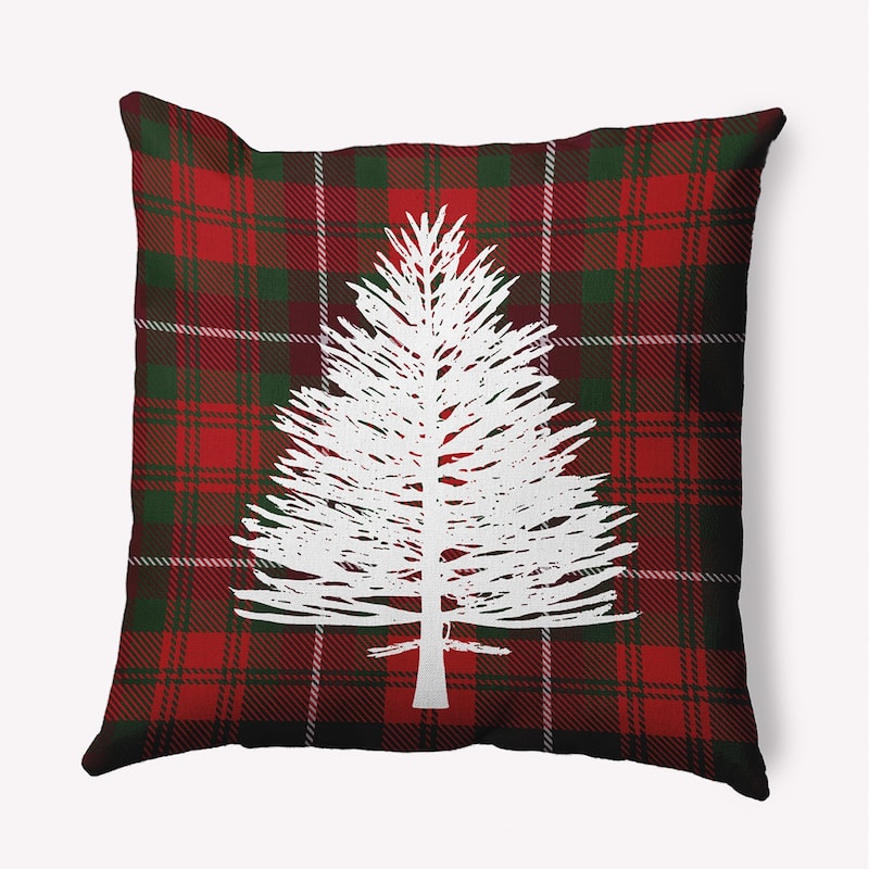Tartan Pine Accent Pillow - Christmas Burgandy - 18" x 18"
