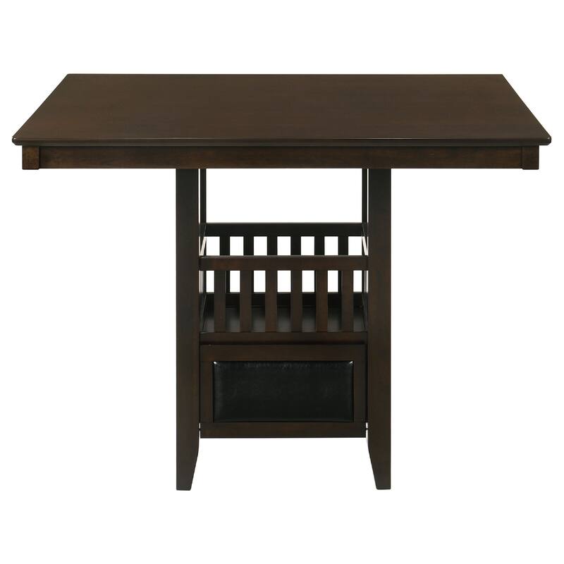 Edan 5pc Counter Height Dining Set, Brown Table, Black Padded Chairs