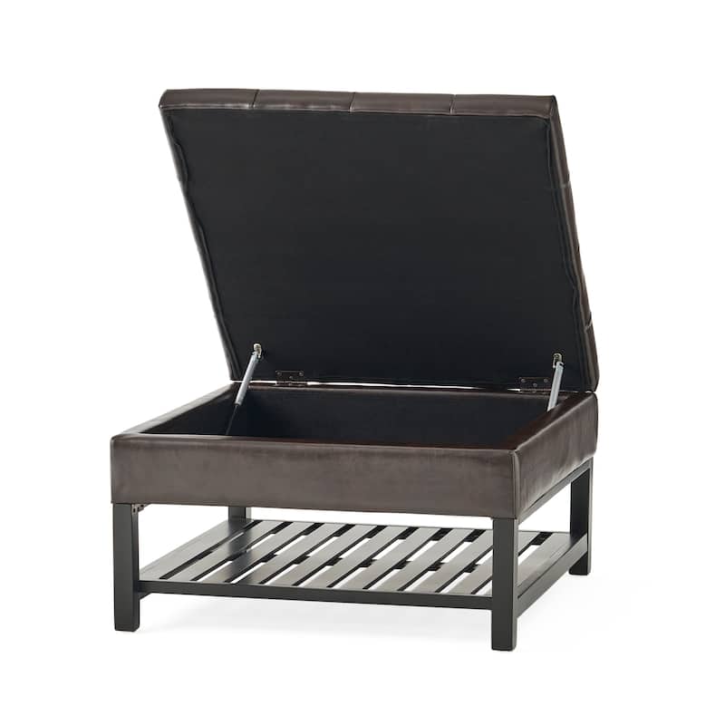 Storage Ottoman Coffee Table,Square Ottoman with Storage and Bottom Rack
