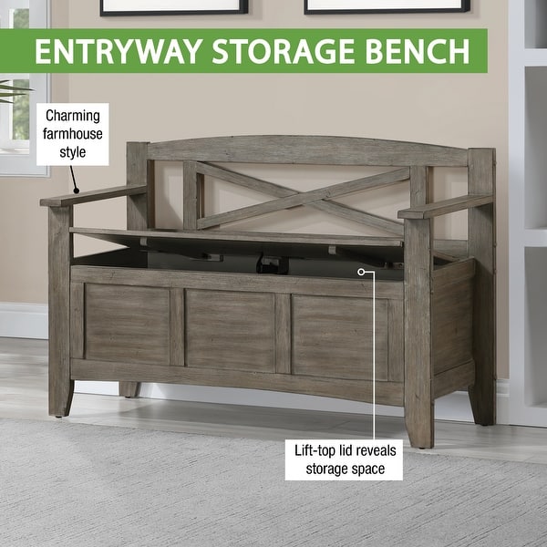 dimension image slide 0 of 4, Entryway Bench with Flip Up Storage