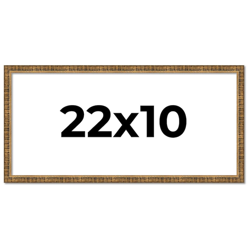 22x10 Frame Black Real Wood Picture Frame Kingsley Gold Distressed Photo Frame with UV Acrylic Foam Board Backing &