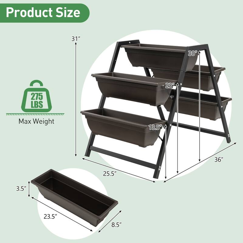 Costway 31”H Raised Garden Bed 3 Tier Vertical Planter - See Details