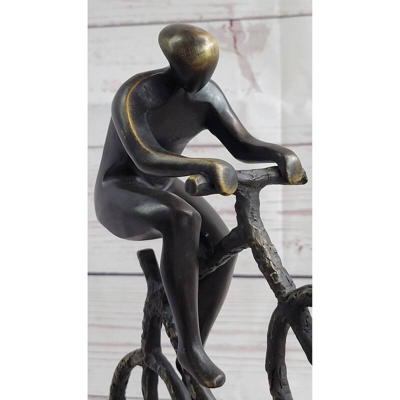 Tour De France Bicycle Cyclist Athlete Bronze Statue Sculpture Trophy Collectible 10 Inches X 7 Inches